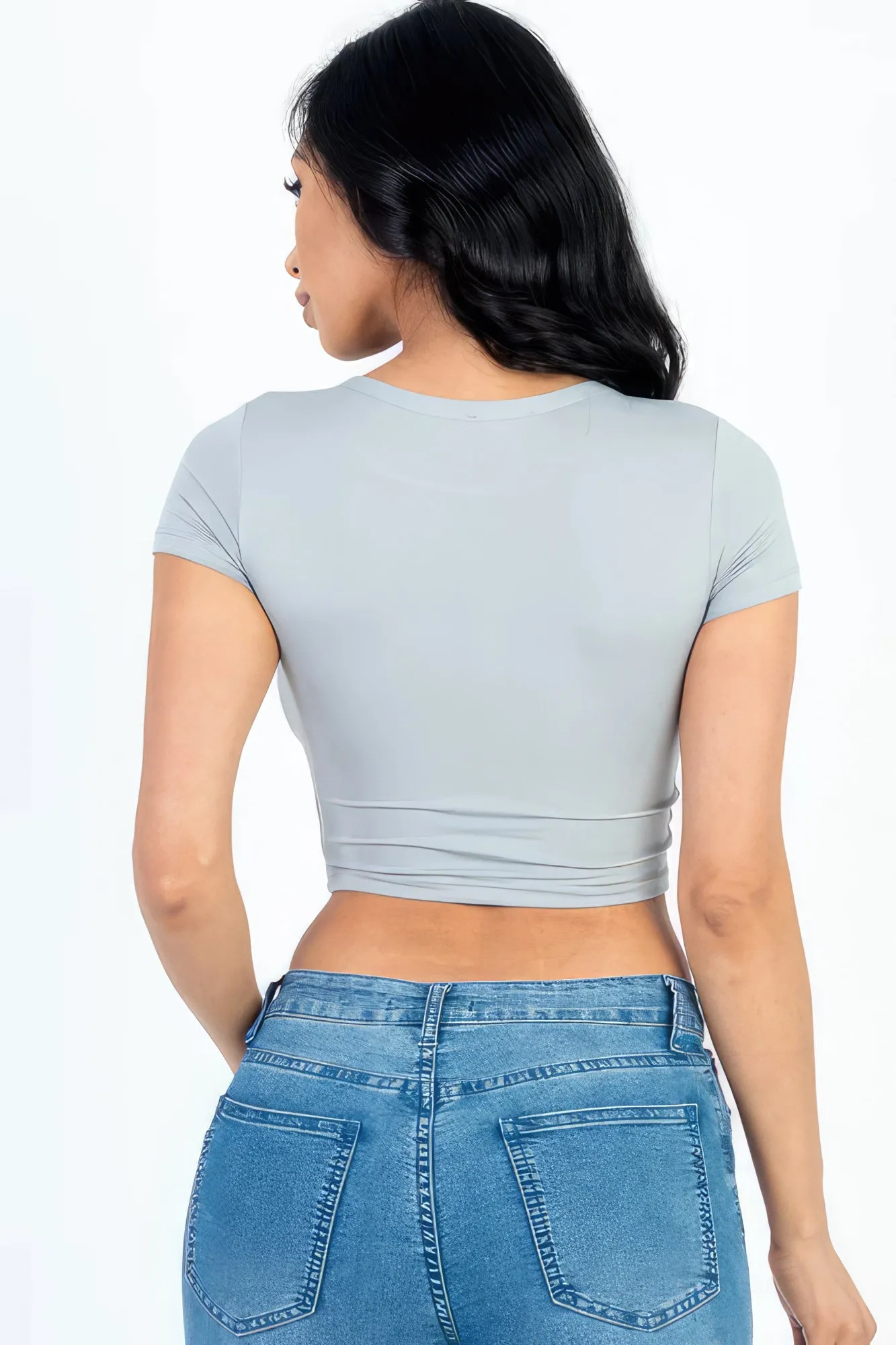 Short Sleeve Roundneck Crop Top for Women