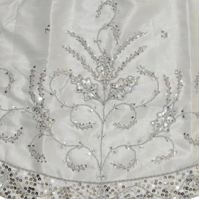 Silver Hand Embroidery Tree Skirt