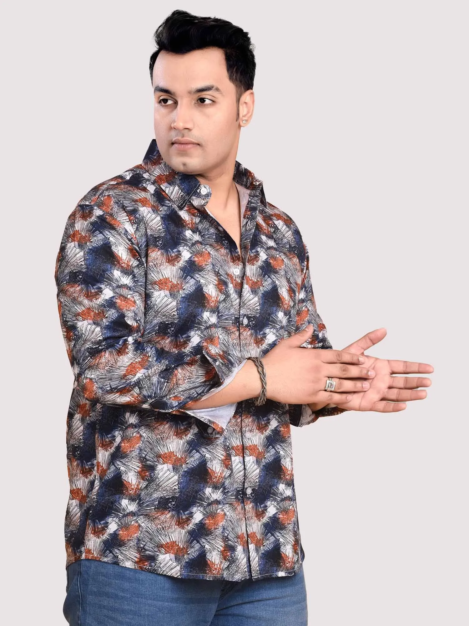 Sparkling Flower Giza Cotton Full Sleeve Men's Plus Size