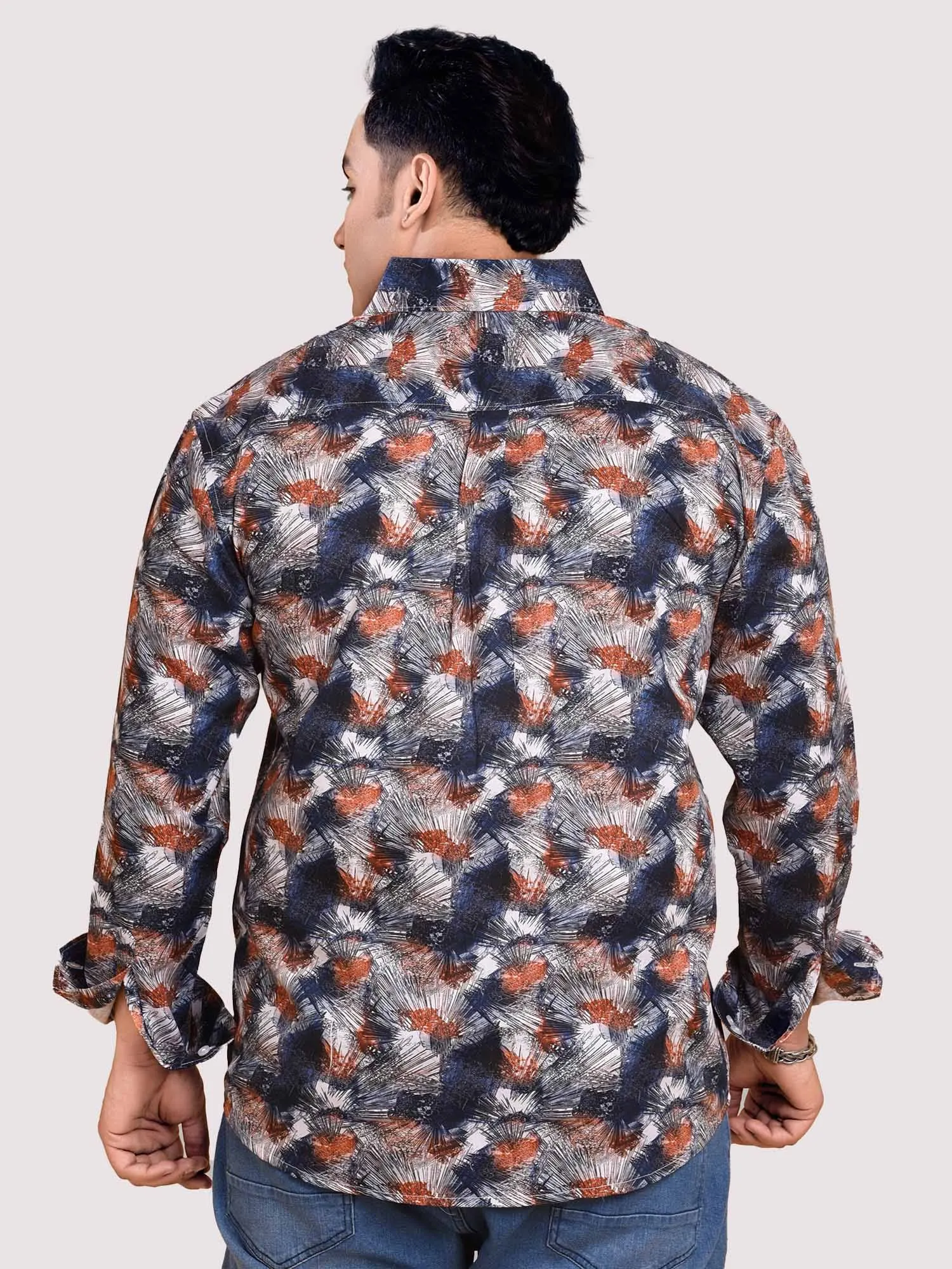 Sparkling Flower Giza Cotton Full Sleeve Men's Plus Size