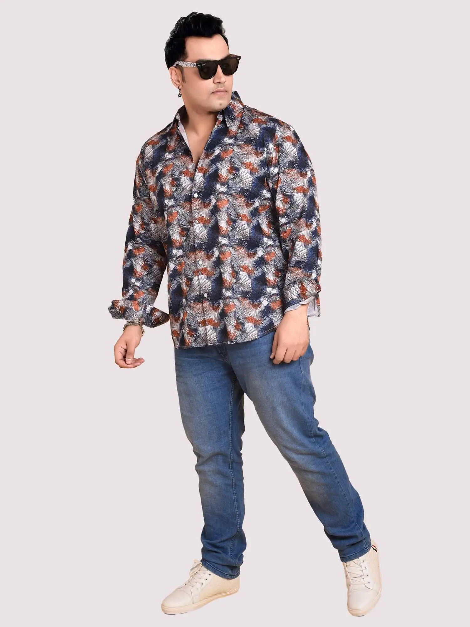 Sparkling Flower Giza Cotton Full Sleeve Men's Plus Size