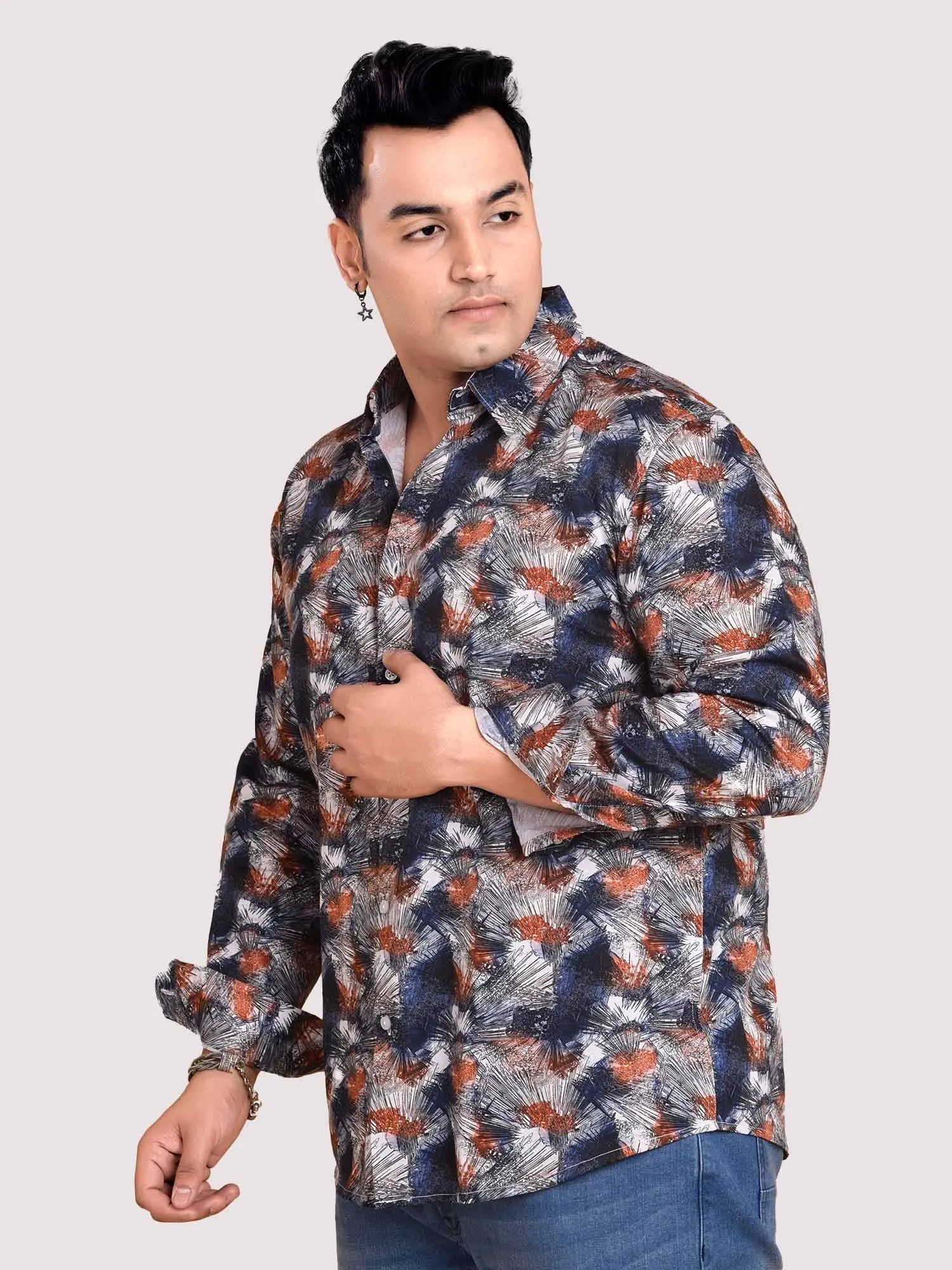 Sparkling Flower Giza Cotton Full Sleeve Men's Plus Size