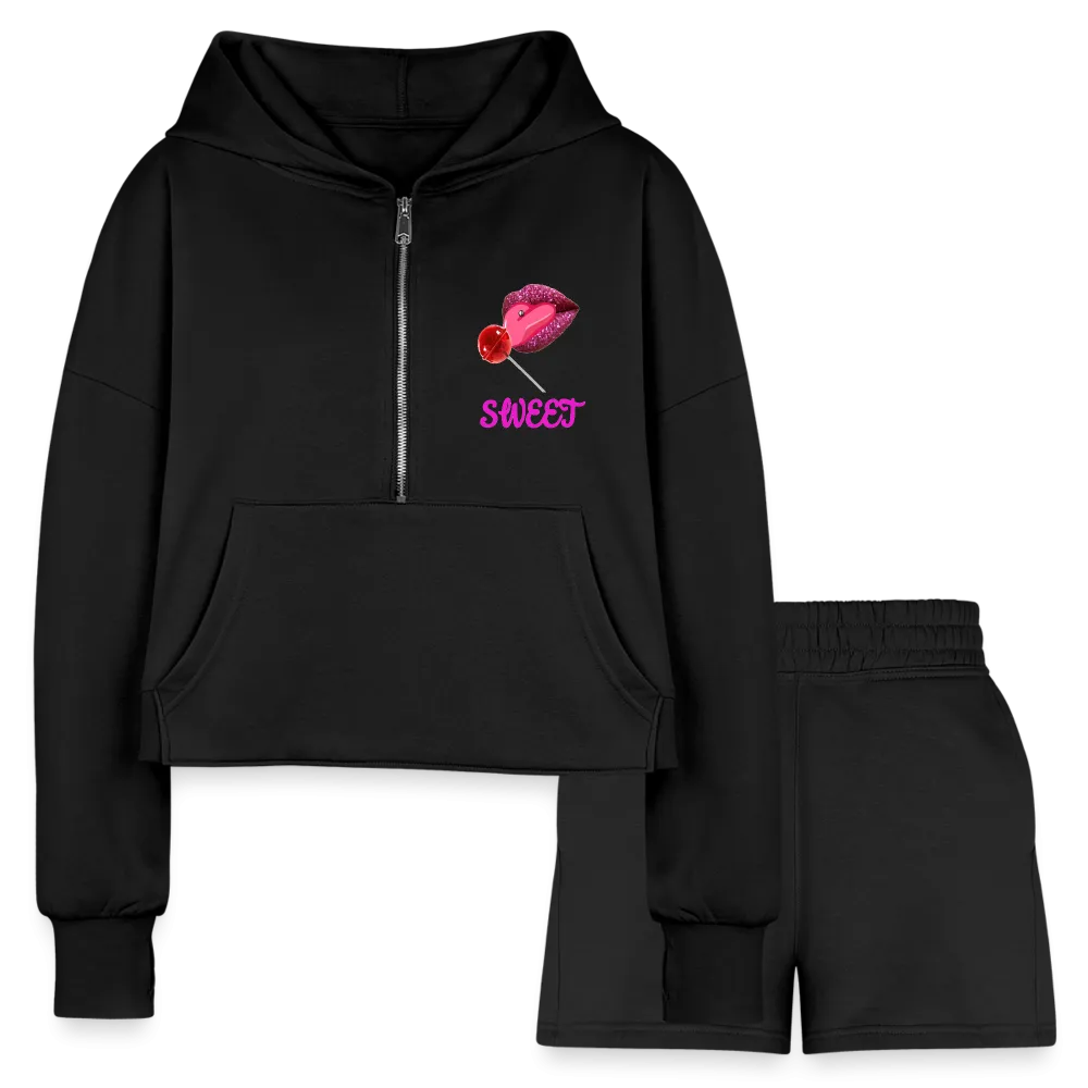 Sweet Clothing Women’s Cropped Hoodie & Jogger Short Outfit Set