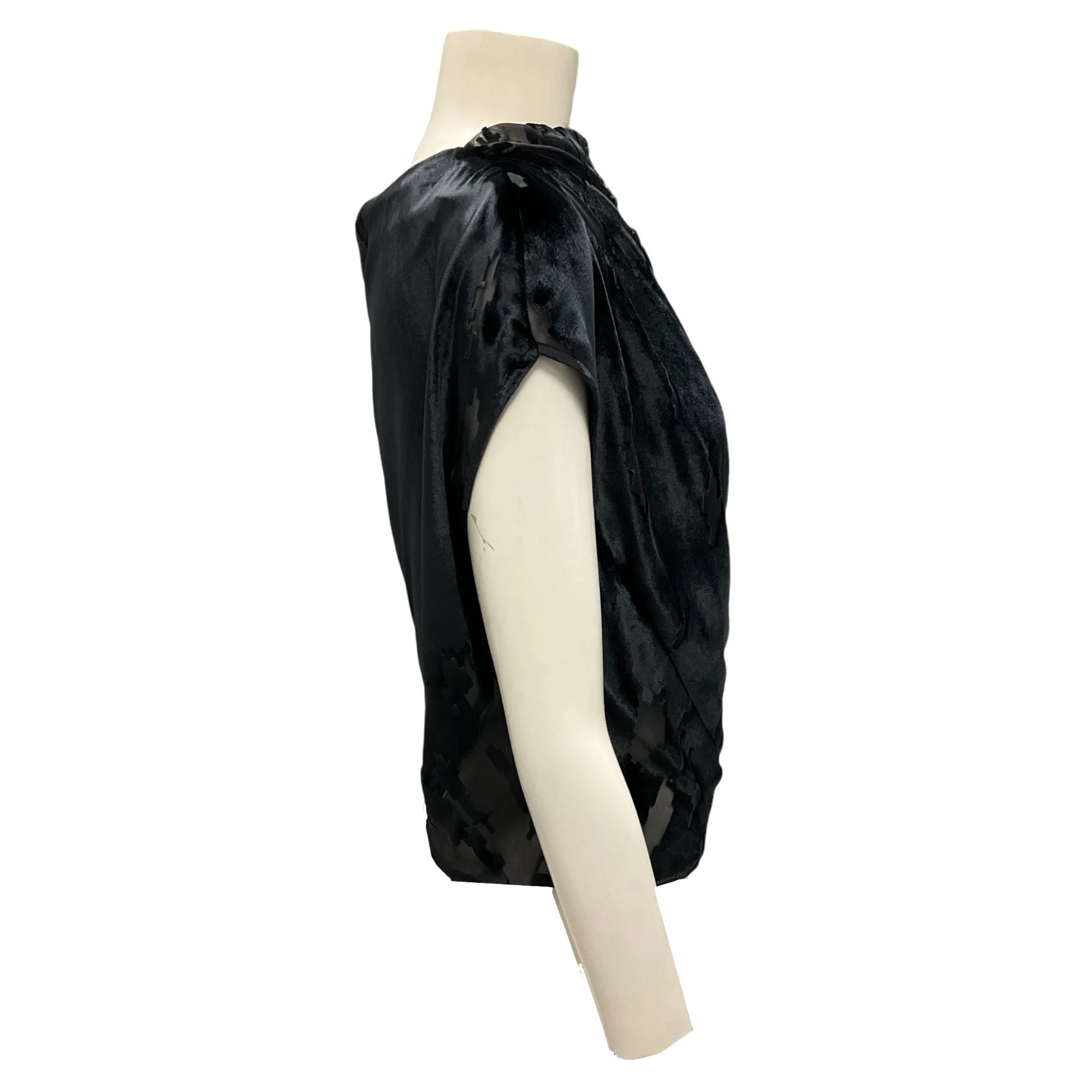 The Sei Black Draped Velvet Top