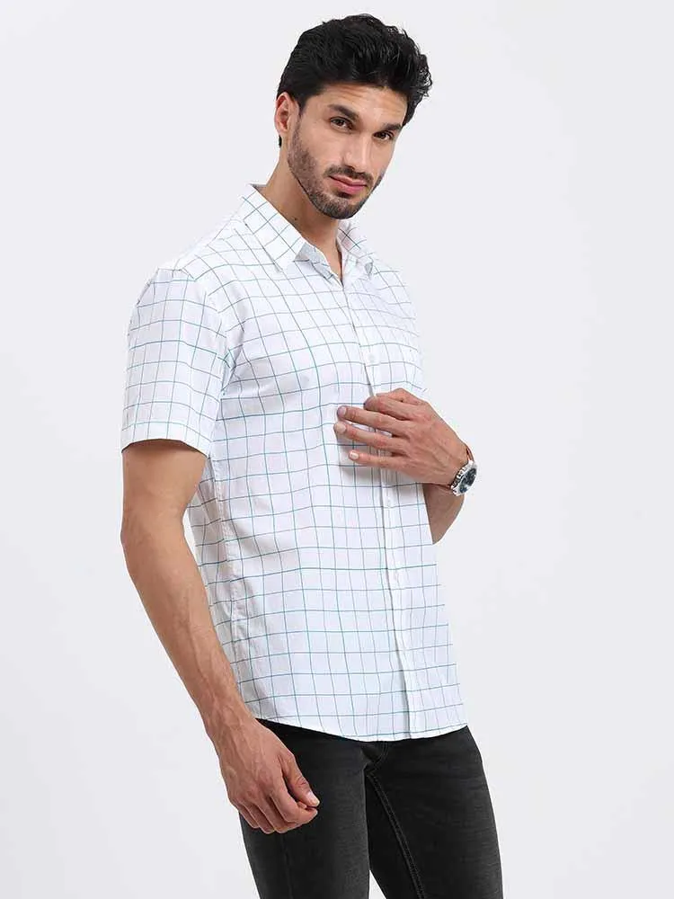 Thin Line Checks Printed Half Sleeve Shirt