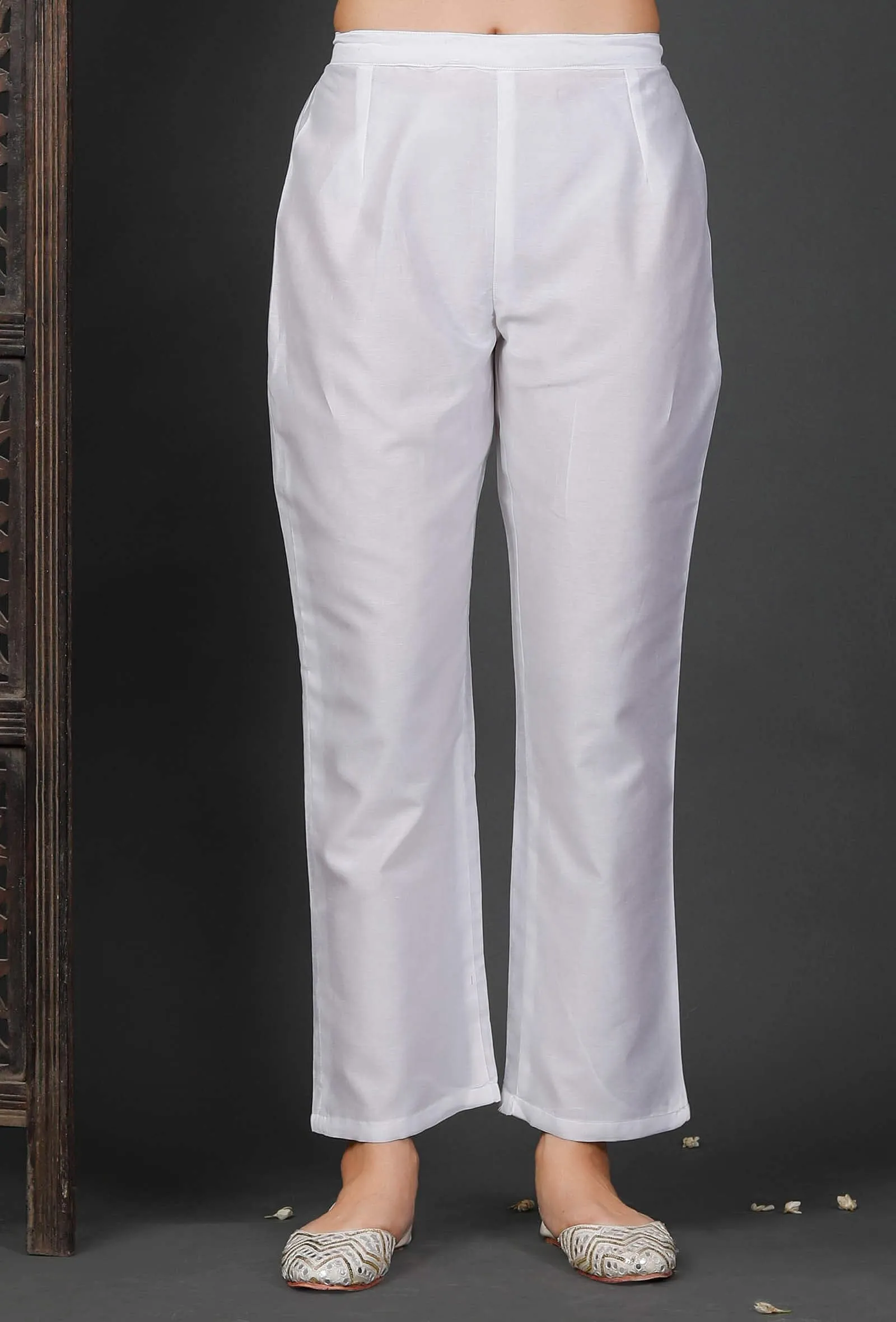 White Chanderi Pants