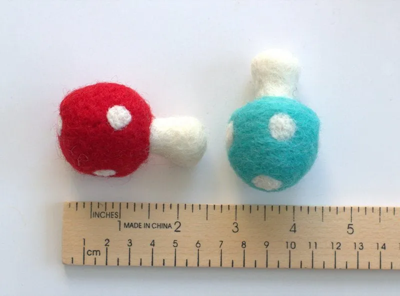 Wool Felt Mushrooms- Neutral Colors- 6 Pieces