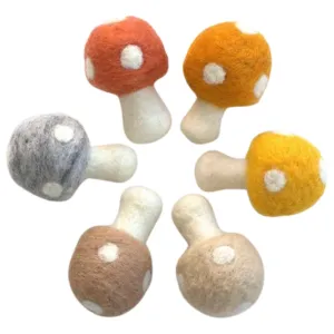 Wool Felt Mushrooms- Neutral Colors- 6 Pieces