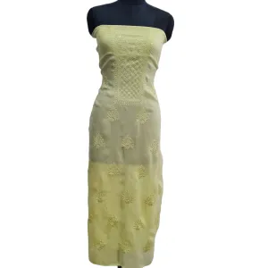 Yellow Floral Sequins Embroidery Organza Kurti